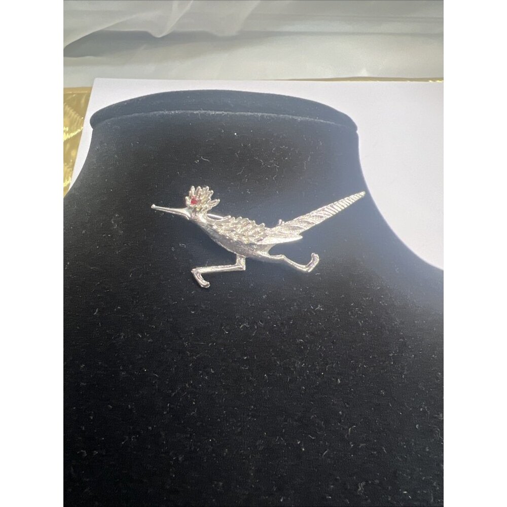 Vintage‎ Signed HOBE silver Tone ROADRUNNER BIRD Shape Pin Brooch